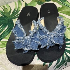 Denim Bow Women's Sandals